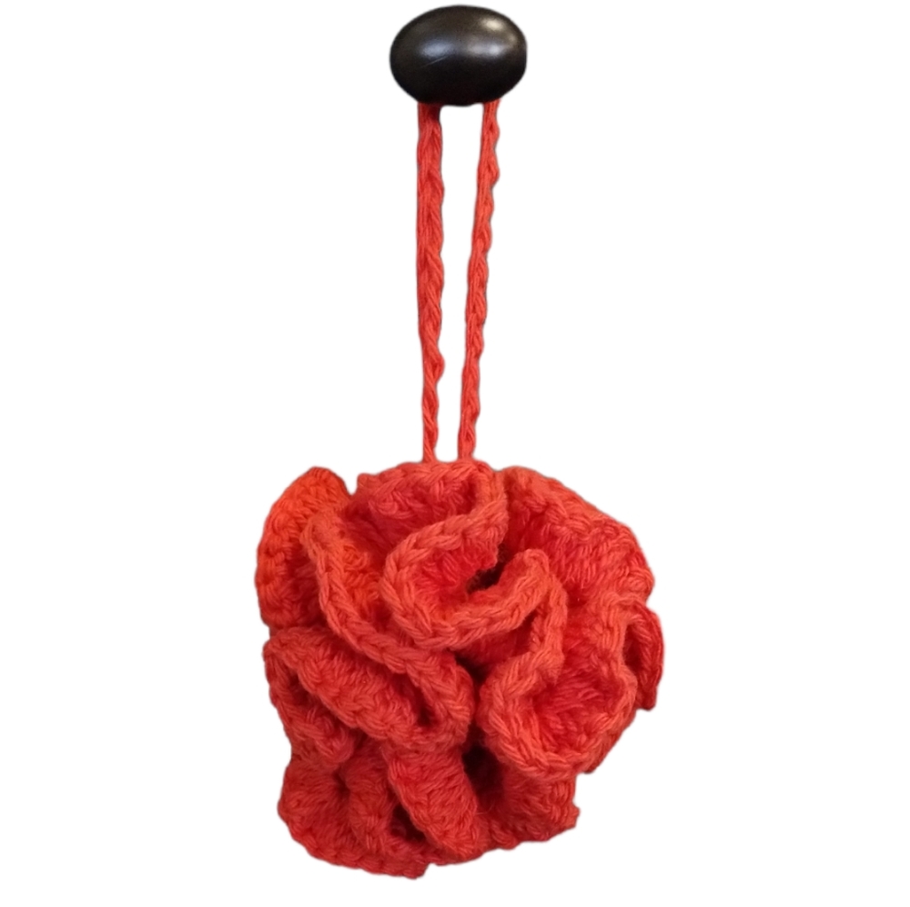Crochet Red Bath Pouf